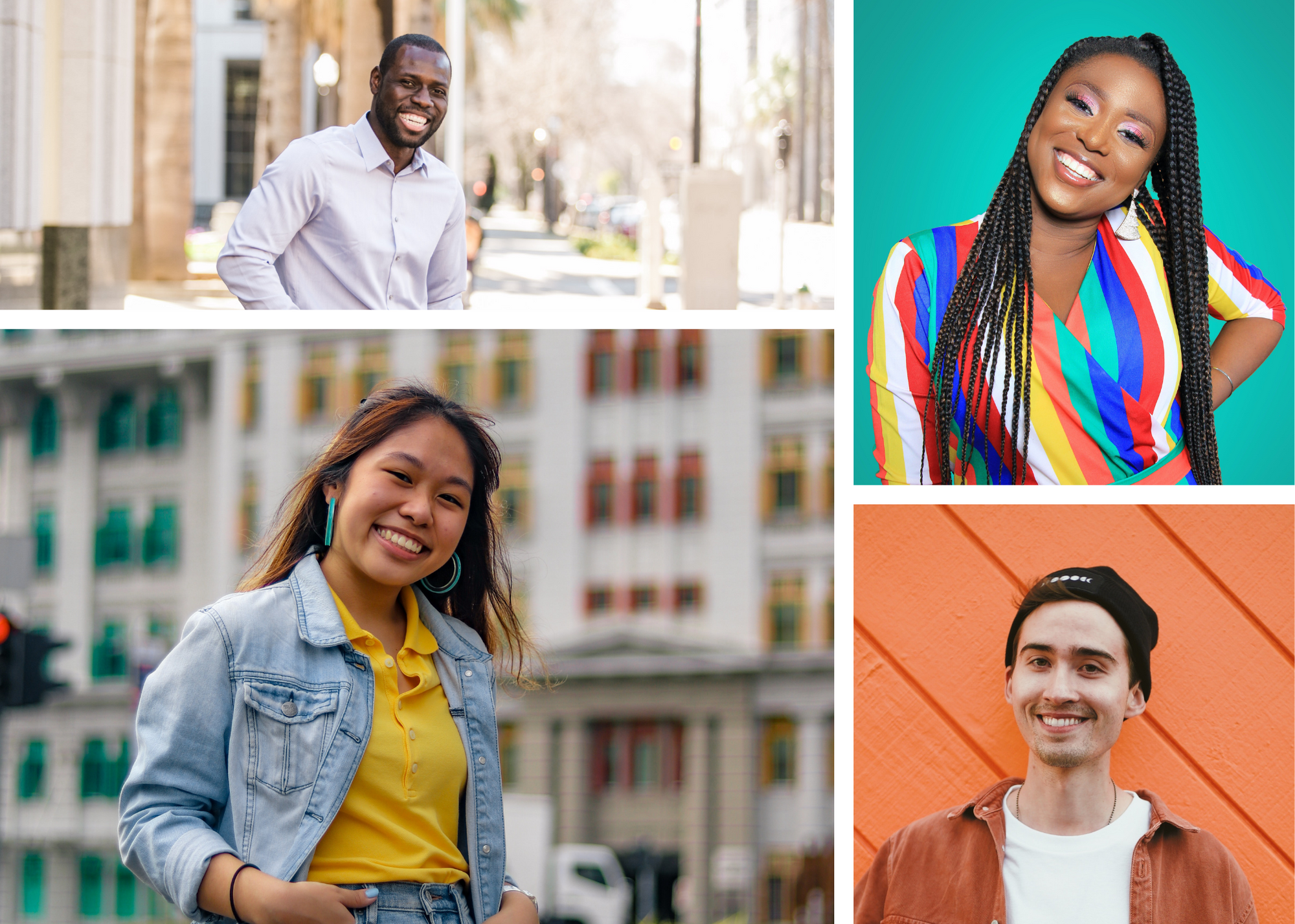smiling people of diverse backgrounds
